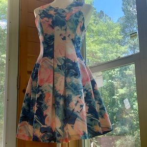 L”atiste by Amy neon pink & blue A-line dress